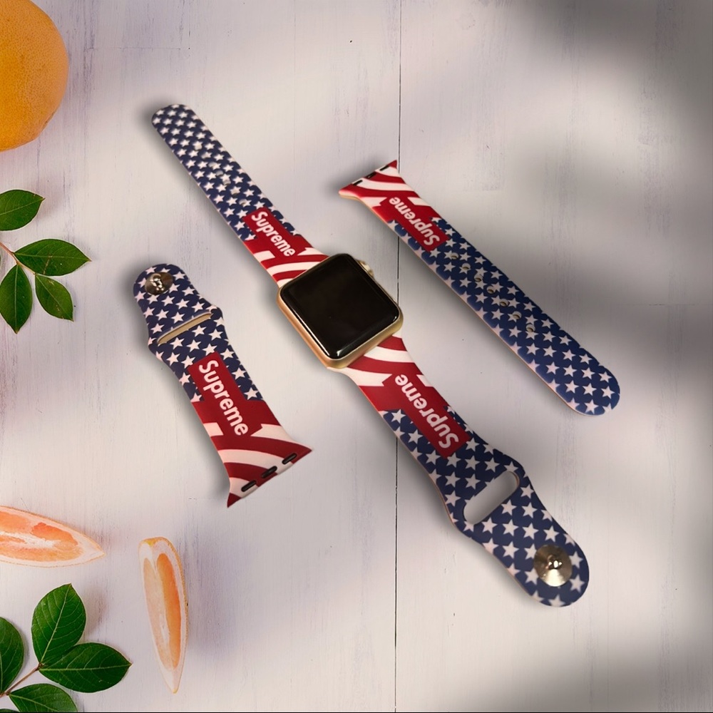 Watchband for Apple Watch in US Flag design in Retro Classic Hype Flag Design